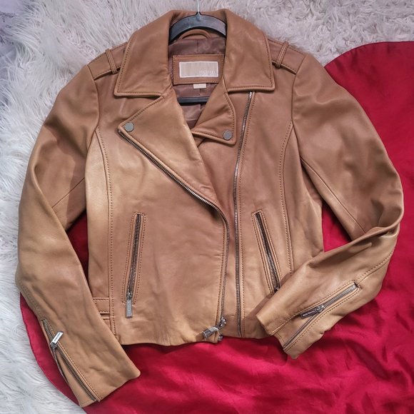 Micheal Kors Tan Leather Jacket - Picture 1 of 6
